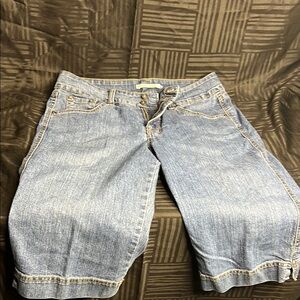 Blue Jean Shorts with Light Wash and Knee Length